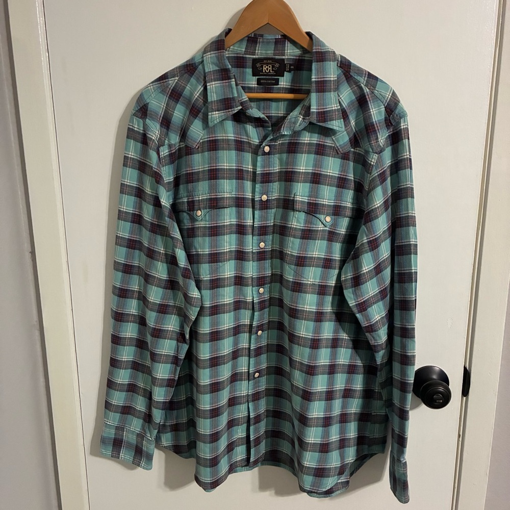 Double RL Western Pearl Snap Cotton Button Shirt Ralph Lauren RRl